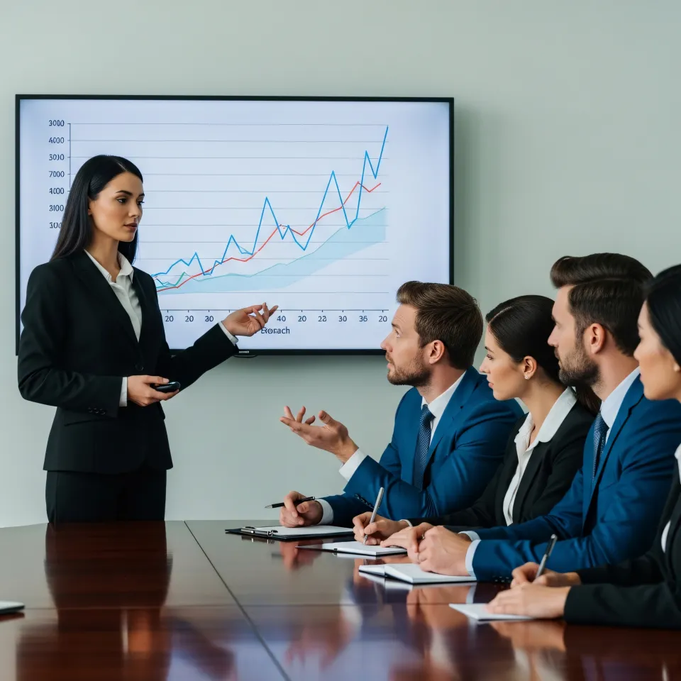 Team reviewing analytics data reports